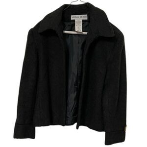 Adolfo Studio Mohair Blend Gray-Black Blazer Jacket Womens Size 14 Petite
